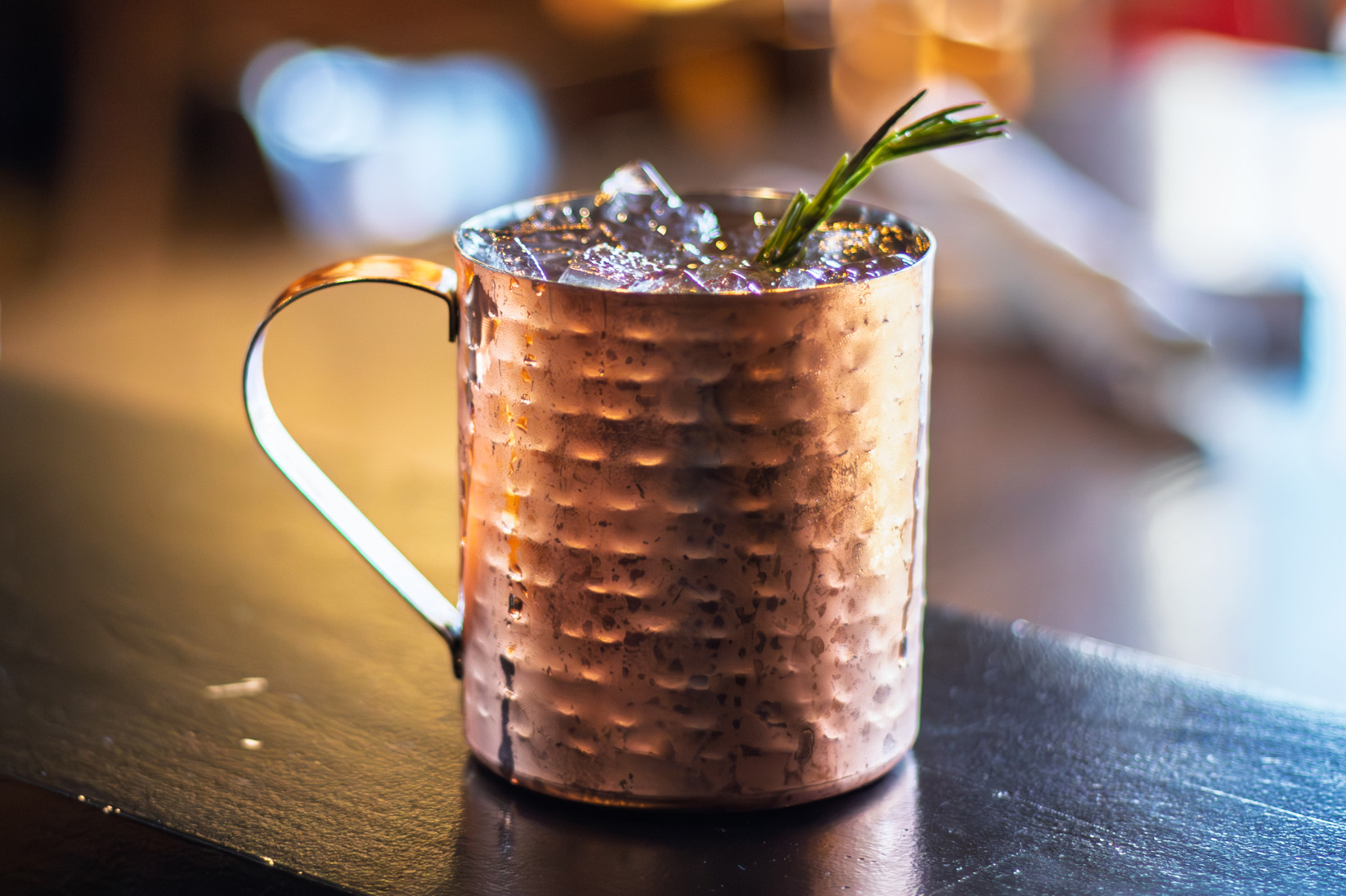 Mule with vodka, muddled fresh limes, ginger beer